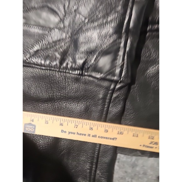 Giovanni Navarre Motorcycle Chaps Medium Black Italian Stone Design Leather - Picture 12 of 14